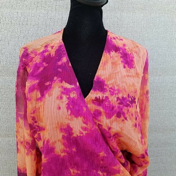 Bar III Long Sleeve Wrap Blouse. Size XXL. New With Tags $59 - Picture 3 of 11